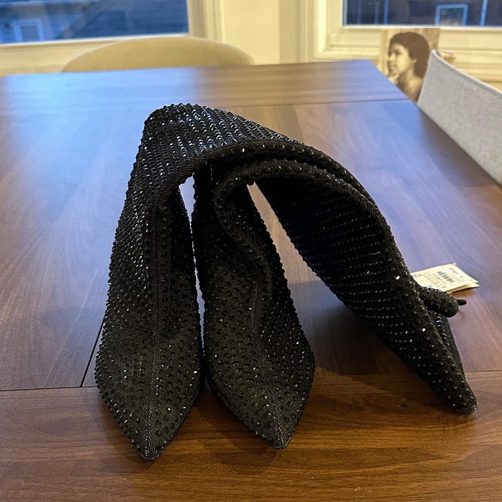 Zara Black Embellished Over-the-Knee Stretch Boots
